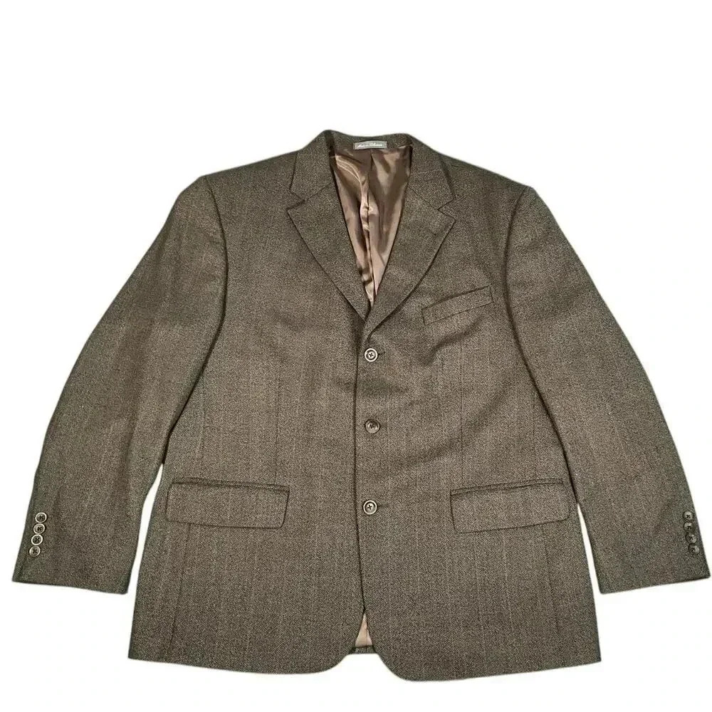 Oscar De La Renta 100% Lambswool Men's Blazer Classic Brown Buttery Soft
